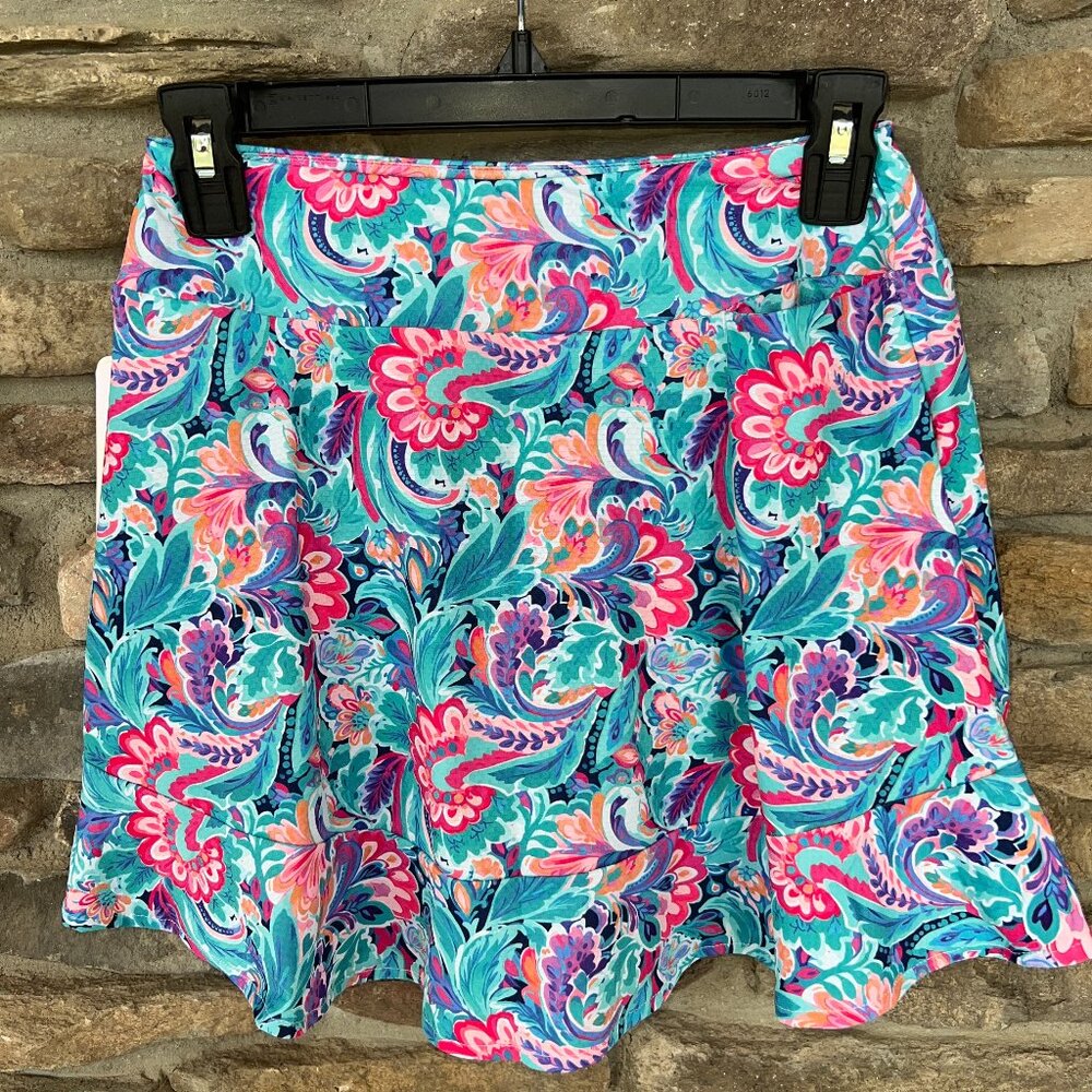 Gottex Women's Golf Tennis Skort Skirt Small Blue Garden Floral Shorts NWT